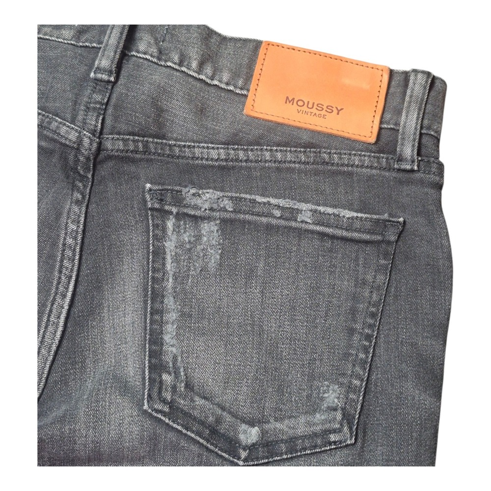 Moussy Vintage Selvedge Jeans Slim Fit Black Distressed Redline 1050 Women's‎ 27